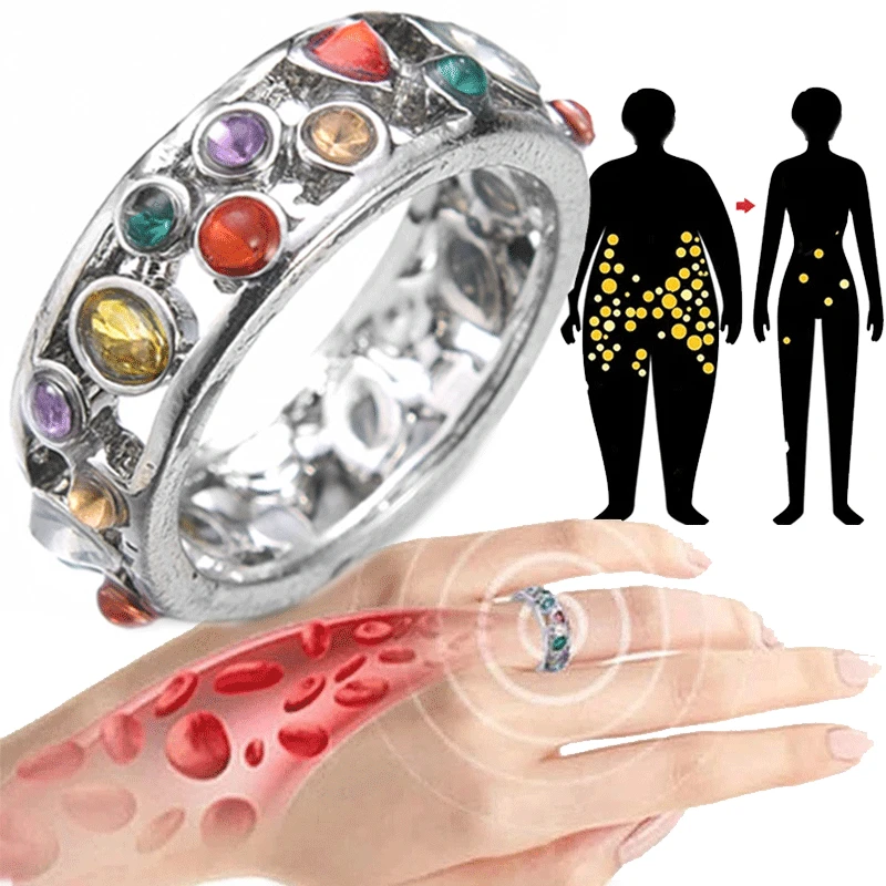 

Women Magnetic Therapy Ring Torina Crystal Quartz Ionix Ring Ionix Therapy Quartz Crystal Ring for Weight Loss Lymph Drainage