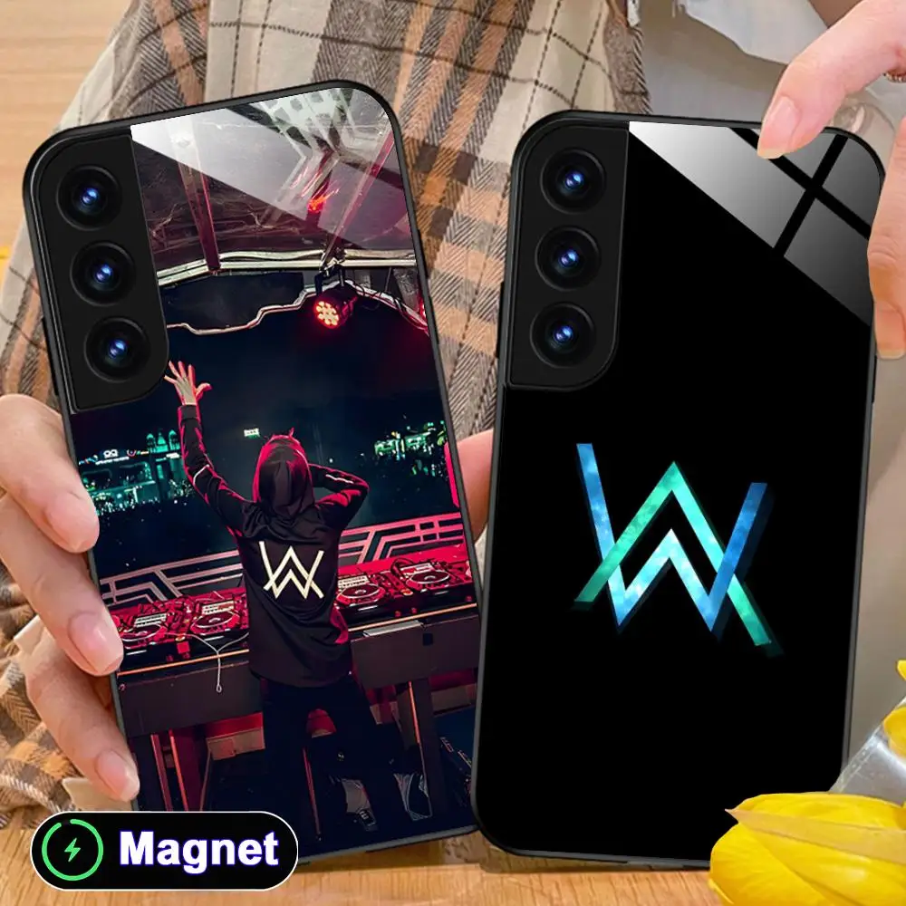 Фото Чехол для телефона DJ Alan Walker для Samsung Galaxy S26 S25 S24 S23 S22 S21 S20 Note20 Plus FE Ultra, стеклянный магнитный чехол №1