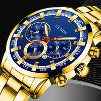 mens watch blue dial stainless steel band date mens business male watches waterproof luxuries men wrist watches for men