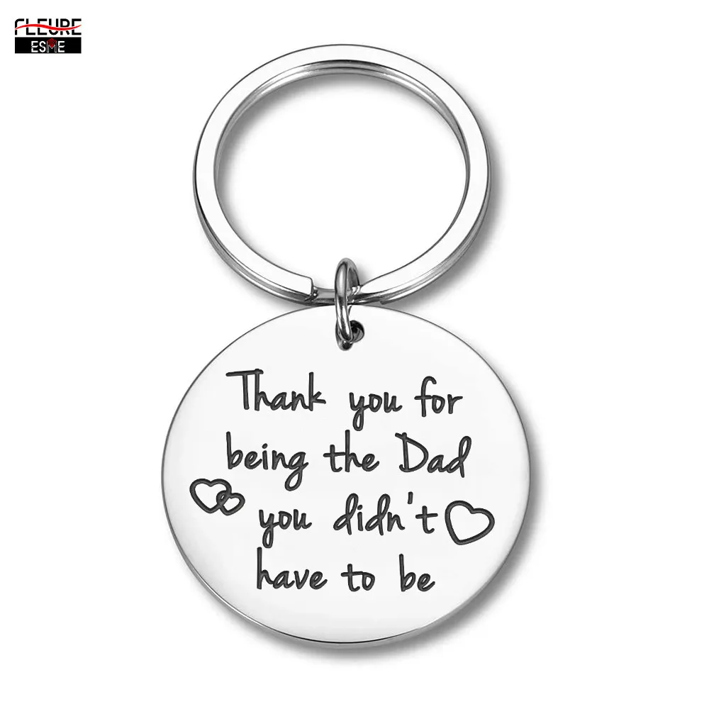 

Fathers Day Gifts for Step Dad Keychain Step Daddy Papa Wedding Gifts Father Bride Groom from Daughter Son Kids Key Ring