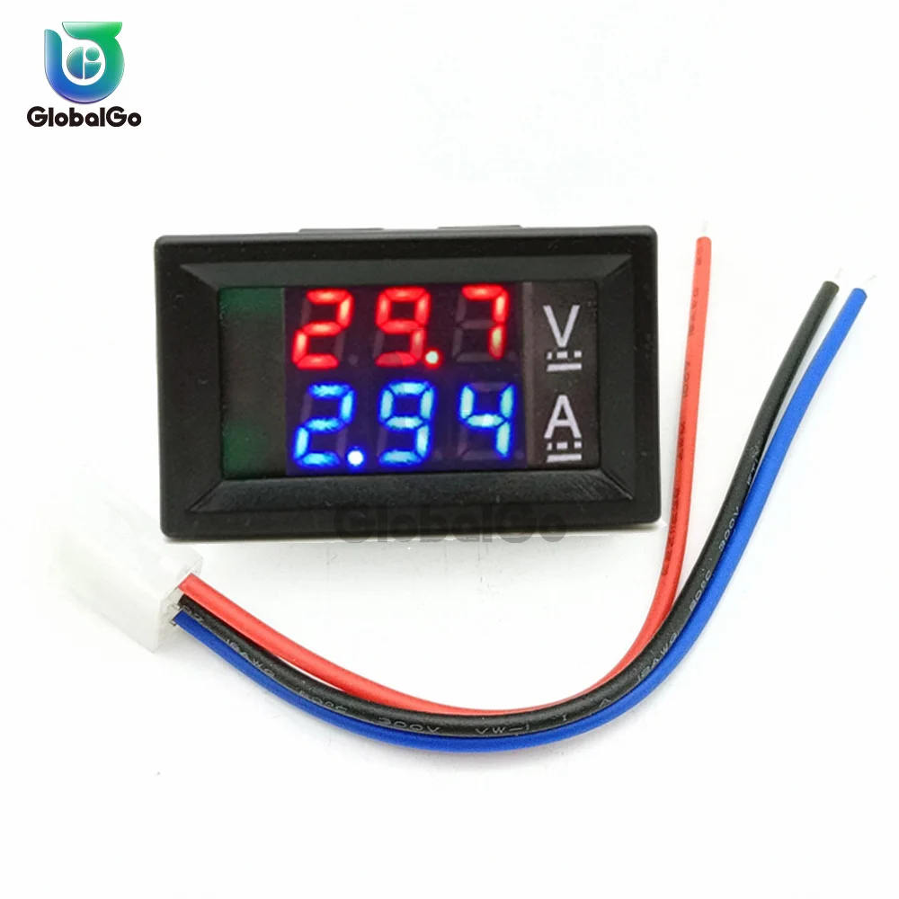 Высококачественный Вольтметр Амперметр постоянного тока 100 в 10 А синий + красный