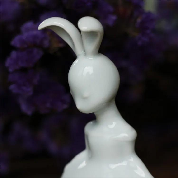 Mini Bunny Tea Ornaments Decoration Dress Pottery Artist Original Design Hand Gift Celadon Glaze |