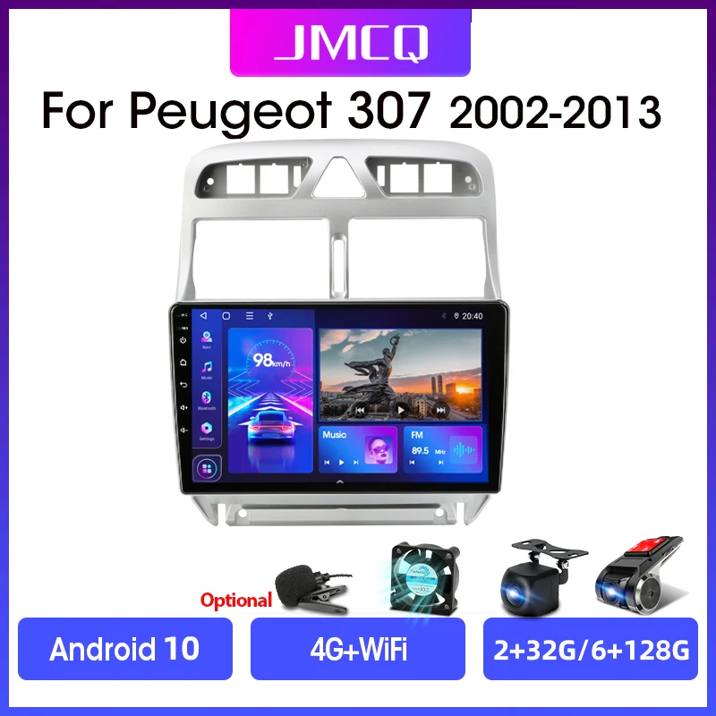Мультимедийная магнитола JMCQ для Peugeot мультимедийная стерео-система на Android 10 с 9