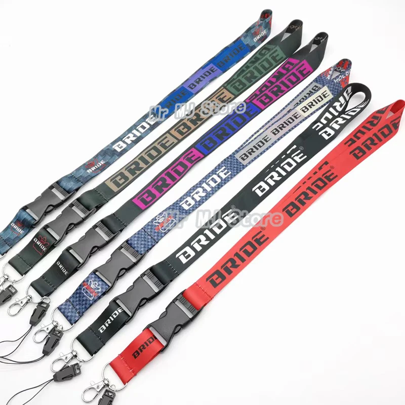 

New Hot Sale 7 Colors JDM Style Car Lanyard Keyring for BRIDE Emblem Employee's Card Cell Phone Lanyard Keychain Car Accessories