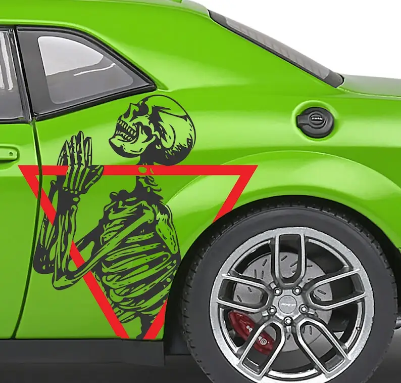 

X2 Skull Art Demon Devil Grunge Design / Decal- INCLUDES BOTH Sides.Sticker Skull Art Demon Devil Grunge | Side Of Car Graphic |