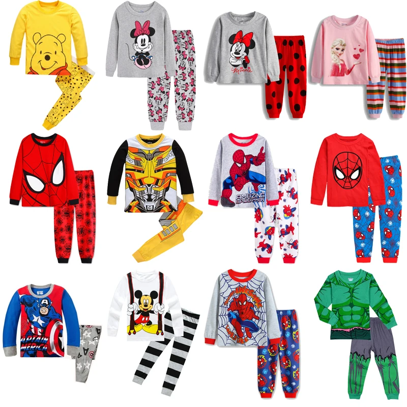 Детская одежда для сна с Микки Маусом пижама Человек-паук маленьких мальчиков и