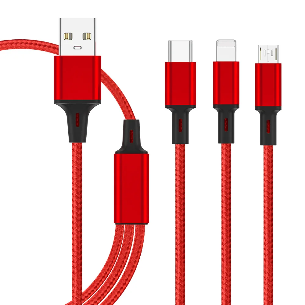 

3 In 1 USB Charging Cable For Iphone Android Type-c Huawei Xiaomi Mobile Charging One Drag Three Data Lines Data Cable