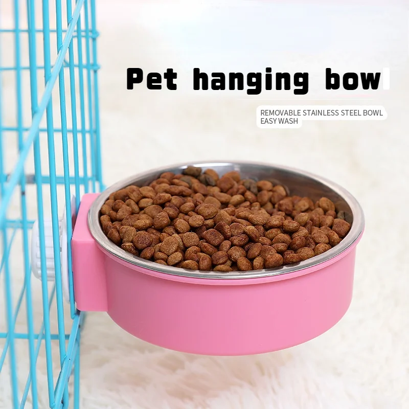 

Разноцветная миска для домашних животных из нержавеющей стали, подвесная миска для корма для кошек и собак, регулируемая защита высоты, Шей...