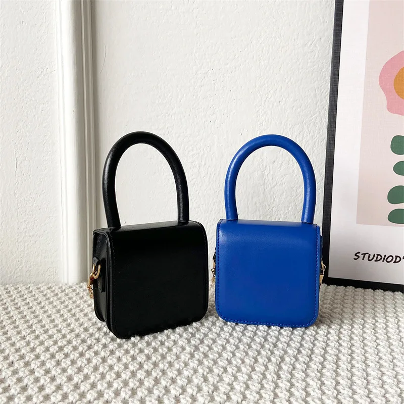 Candy Color Baby Girls Small Coin Purse Handbags PU Leather Kids Shoulder Bag Lovely Children's Mini Square Crossbody Bags