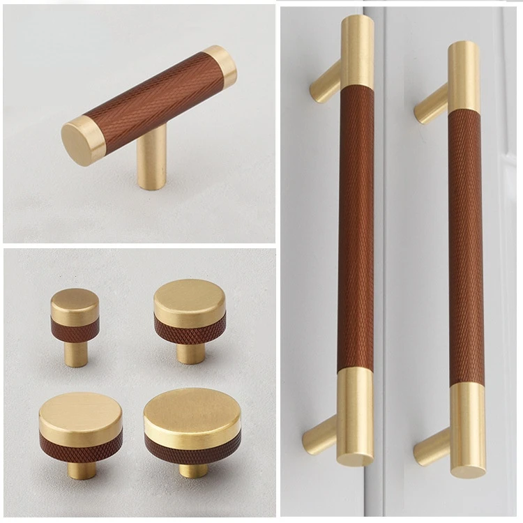 

Цилиндрические латунные коричневые винтажные дверные ручки для шкафов и ящиков, мебель