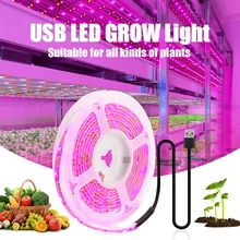 DC 5V USB LED 식물 성장 조명, 풀 스펙트럼 피토 램프, 2m 3m 스트립, 씨앗 꽃 온실 텐트 수경 식물 조명