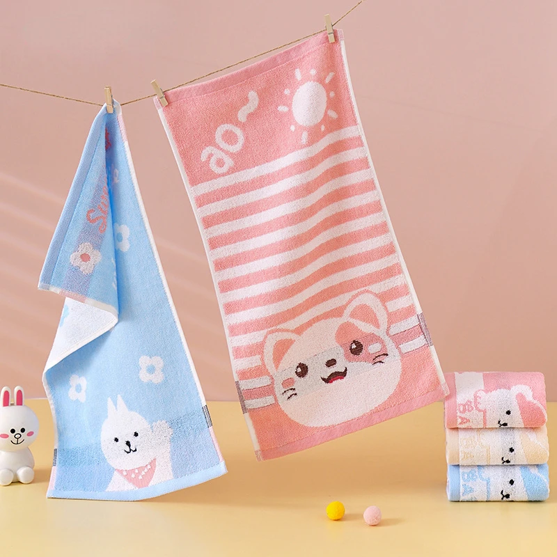 

Wash Cat Thickened Baby 25x50cm Absorbent Dog Jacquard Cotton Towel Kindergarten Rabbit Cartoon Children's Towel Baby Face Towel