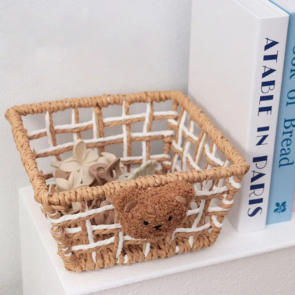 Коричнево-белая корзина для хранения железная художественная веревка плетение