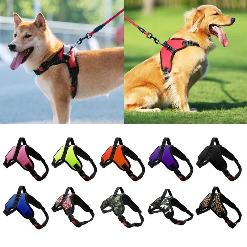 Pet Dogs Adjustable Harness Small and Large Dog Harness Vest, 150cm Strong Dog Leash Pet Leashes Reflective Leash Drag Pull Tow