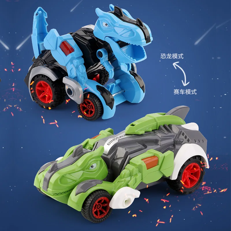 

Dinosaur Deformation Car Inertial Power Automatic Deformation Simulation Battle Collision Hit Toy Car Puzzle Free Shipping