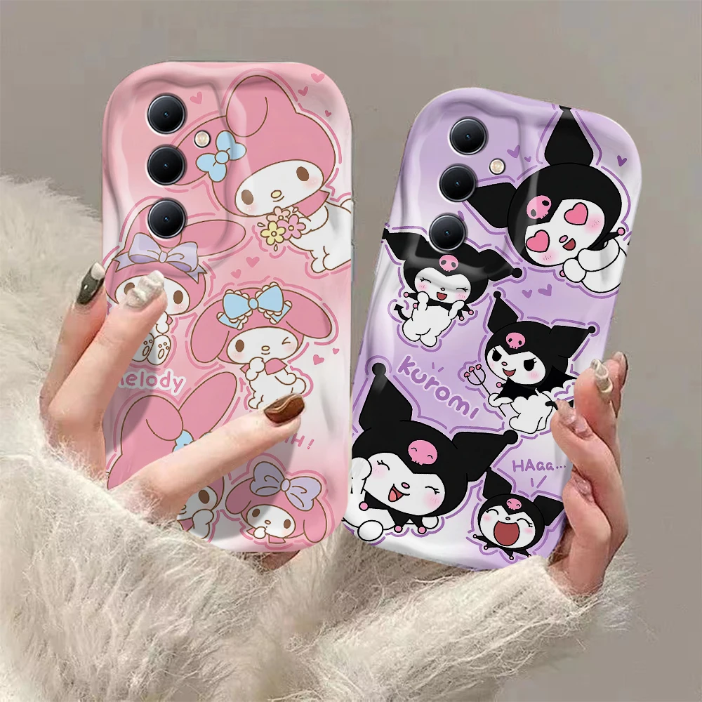 Мультипликационная картинка Kuromi My Melody похвалка 3D волна для OPPO Realme 12 10 9 8 7 7i 6 5 Pro Plus