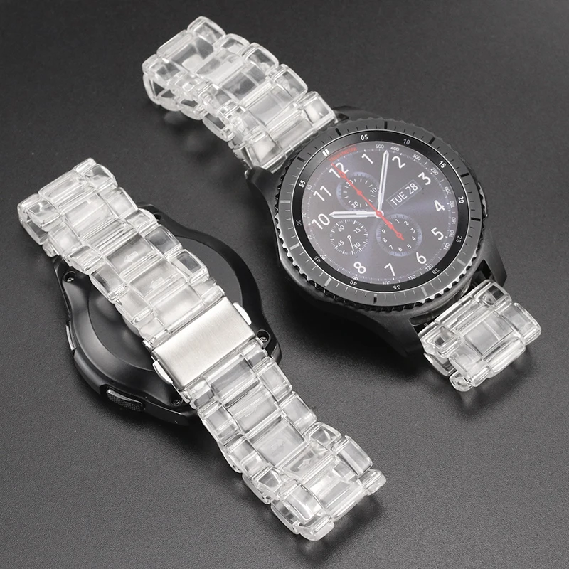 Glacier strap for Samsung Galaxy watch 4/classic/3/5/5 pro/Active 2 20mm/22mmTransparent link bracelet huawei gt 3-pro-2-2e-band