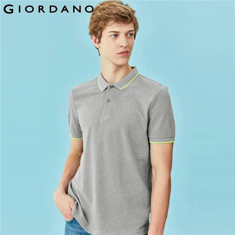 

Giordano Men Polos Tipping Short Sleeve Polo Shirt Mesh Strcture Breathable Soild Casual Polo Male 90011425