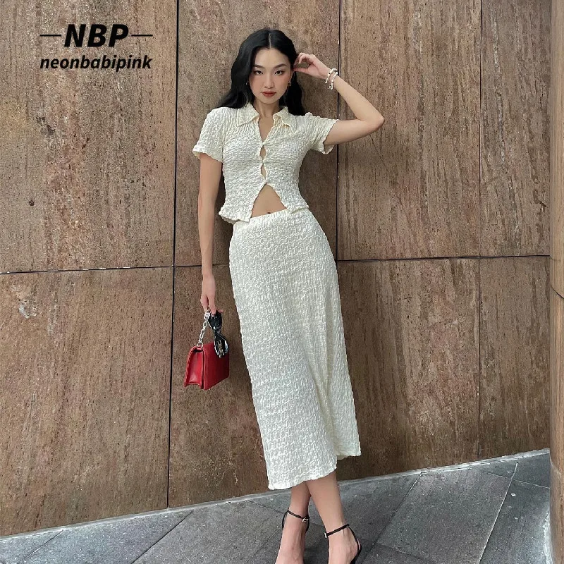 

Женский комплект из 2 предметов NEONBABIPINK, элегантная Сексуальная облегающая одежда, Y2k, модные подходящие комплекты, 2022