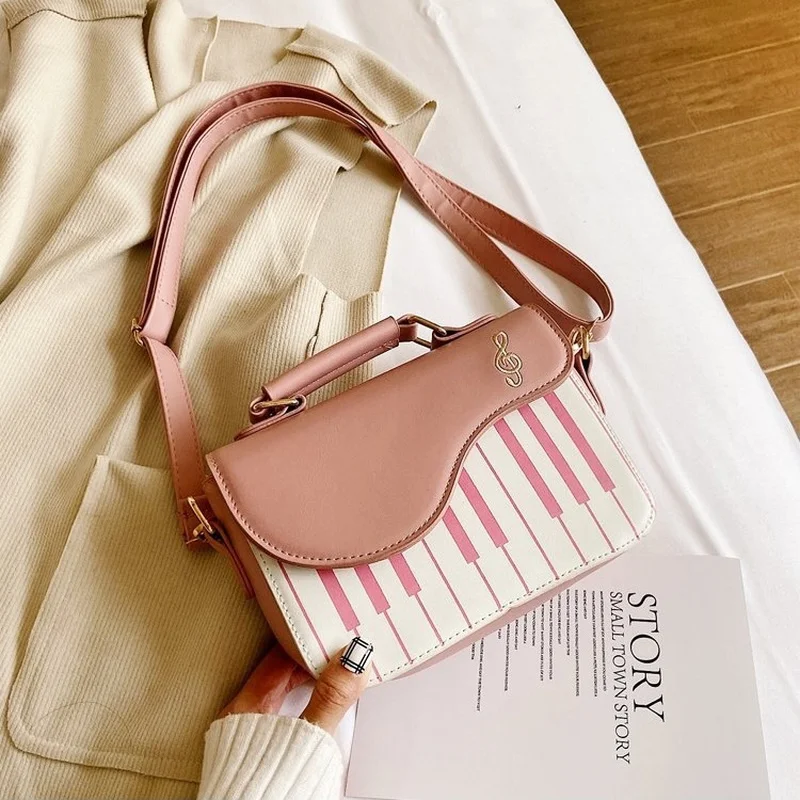 

Сумки через плечо из искусственной кожи для женщин, креативная сумка через плечо с рисунком клавиш пианино, модные кошельки и сумочки, женск...