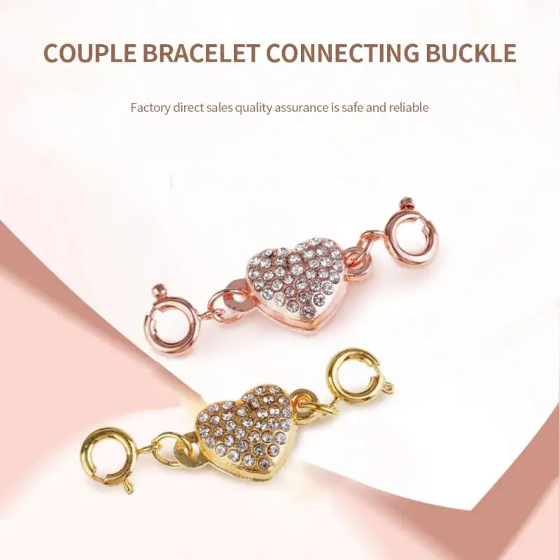 

1PC Alloy Rhinestone Magnetic Clasps Heart Crystal Clasps Extended Tail Chain For Jewelry Making DIY Necklace Bracelet Accessory