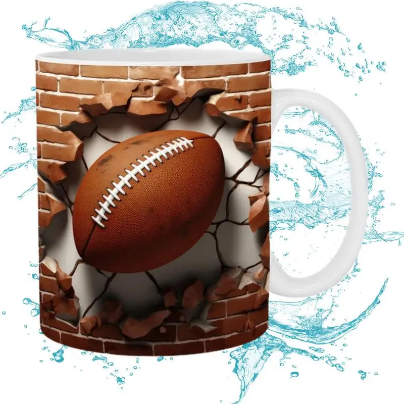 

Sports Ceramic Mugs 350ml 3D Effect Ball Image Coffee Mugs With Handle Creative Coffee Mugs For Computer Desk Cafe Coffee Table