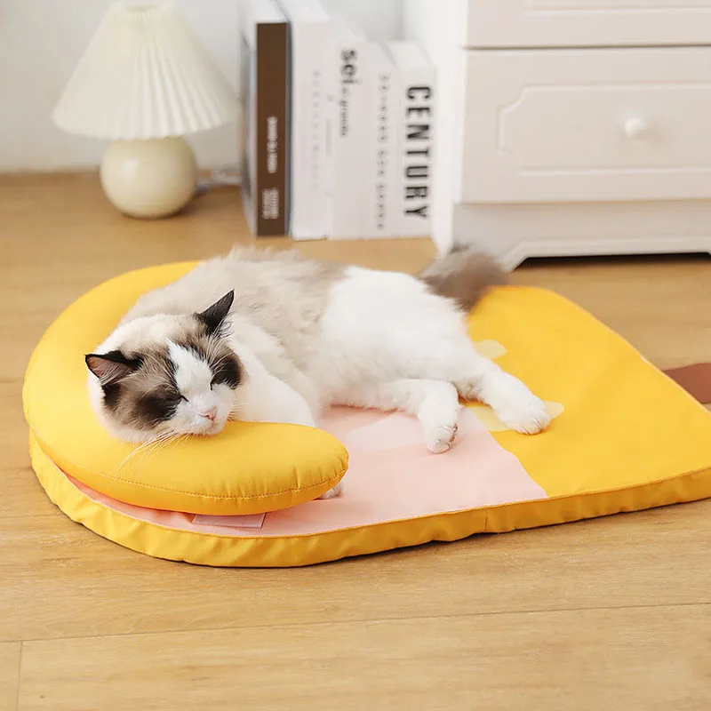 

Removable Cat Bed Ice Silk Fabric Bite Resistant Breathable Cooling Pet Matnow for 2022 Accesorios Para Gatos