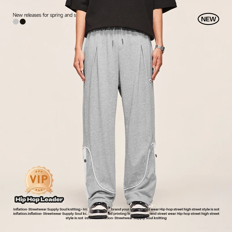 

Hiphop Leader Y2k Niche Original Style Split Hem Design Loose Oversized Women'S Casual Pants Autumn Men'S Street Sports Pants