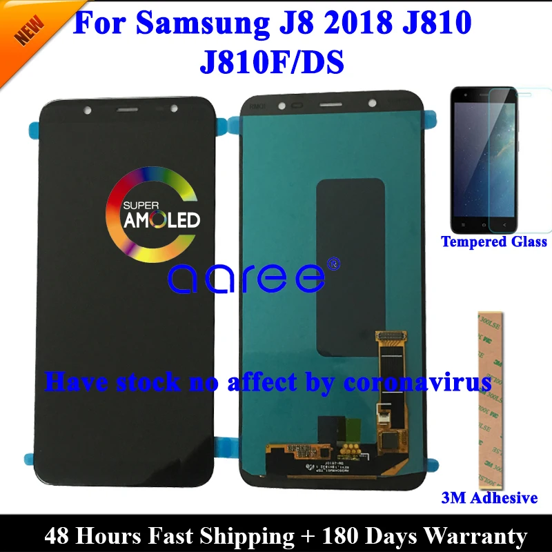 

. 100% Super AMOLED LCD For Samsung J8 2018 LCD J810 LCD For Samsung J8 2018 J810 LCD Screen Touch Digitizer Assembly