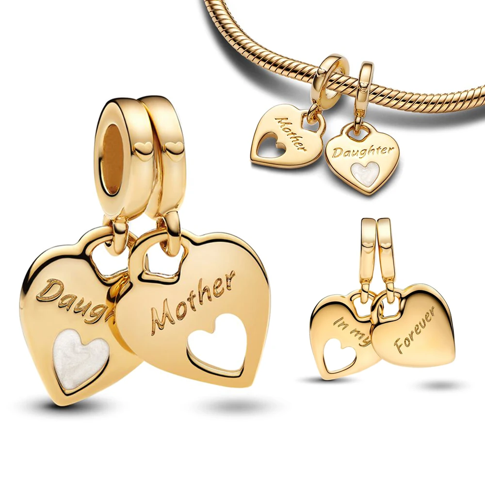 Двойные подвески в форме сердца бусины для матери и дочери подходят