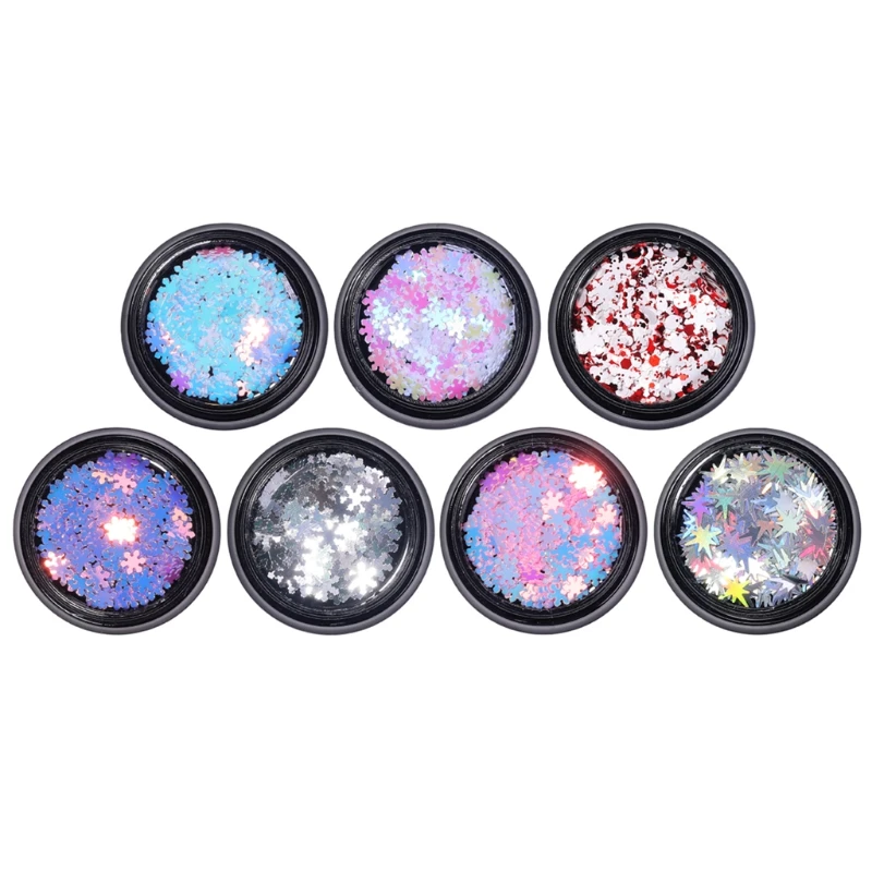 

Christmas Nail Sequins Snowflakes Nail Art Glitters Sequins Pearlescent