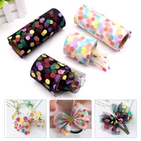 1roll 6cm13cm colorful dot print organza ribbon mesh ribbon roll tulle baby bow for diy crafts hair accessories materials