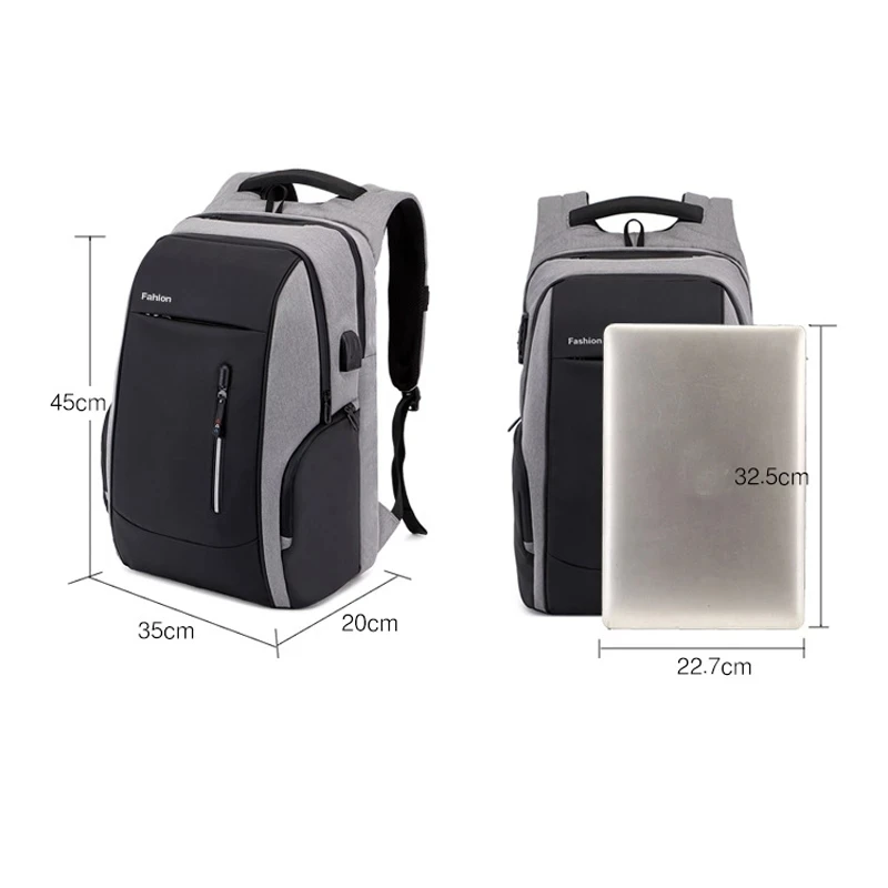 Дорожный рюкзак для мужчин и женщин сумка ноутбука 17 дюймов с USB защитой от кражи