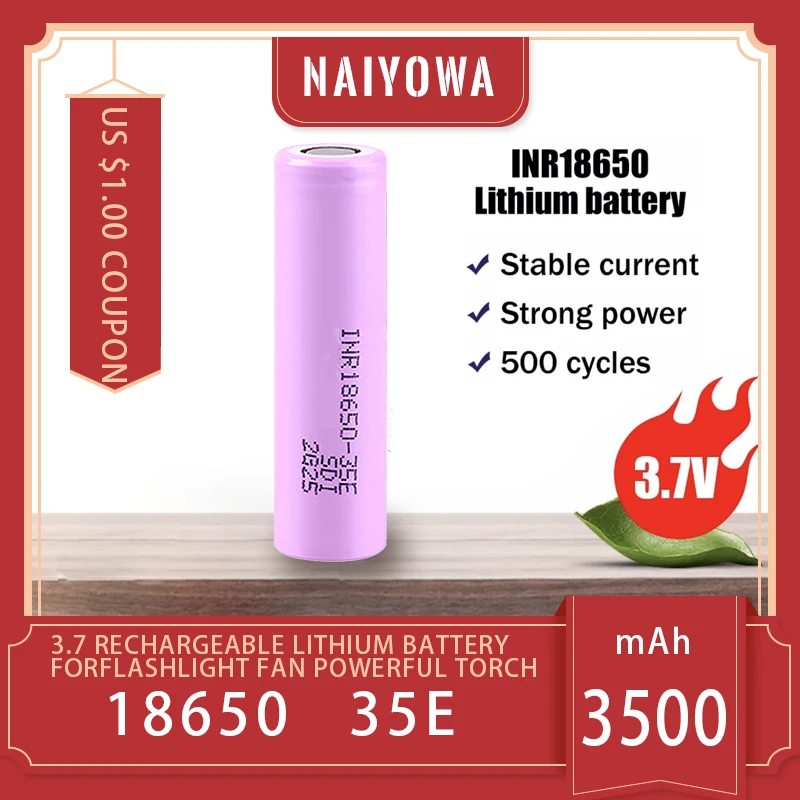 

1-10 actual capacity original power 18650 lithium battery 35E 3500mAh 3.7V 25A high power inr18650 electric tools