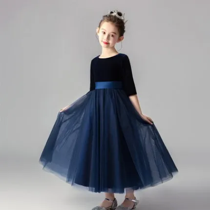 

Children ceremonial children piano dress noble velvet evening dress children performing girl Princess Skirt