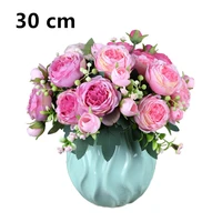 30cm new rose pink silk peony fake flower bouquet 5 big heads 4 buds fake flower home wedding interior decoration