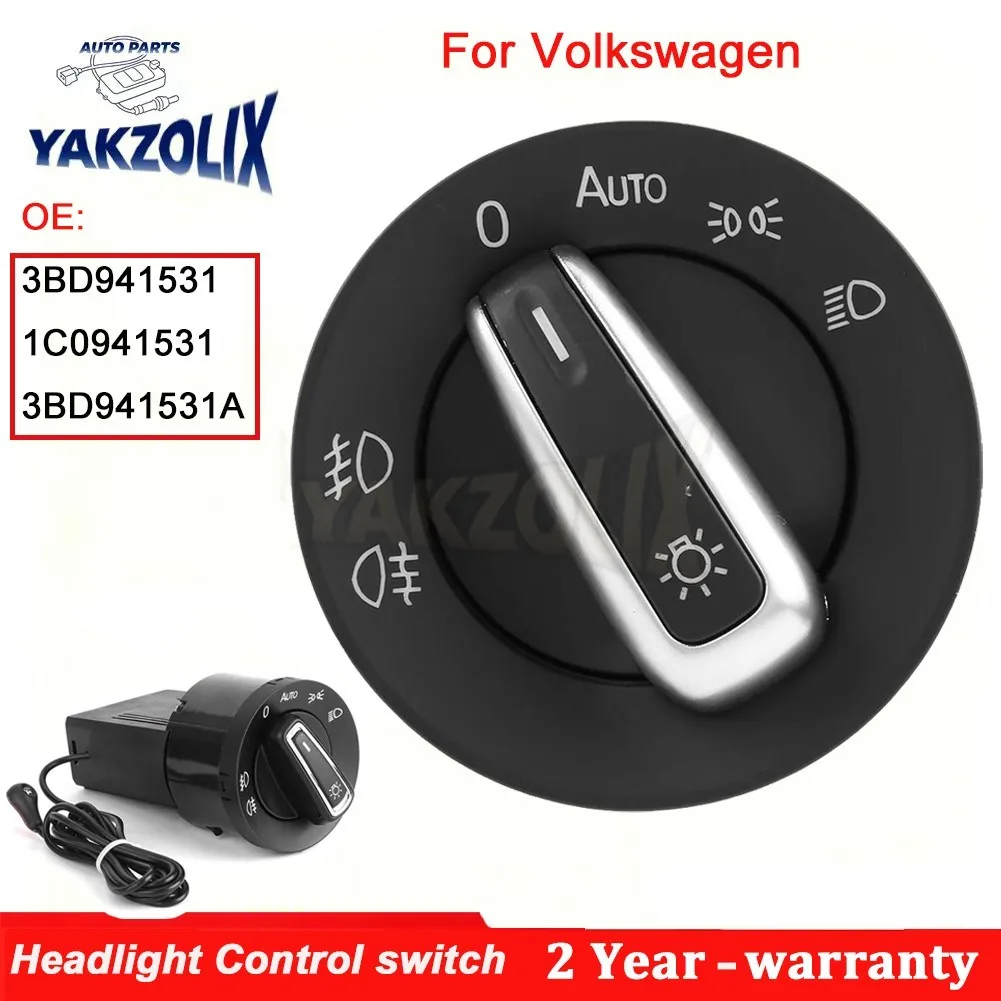 Фото Для VW Jetta, Bora, Golf, Passat B5, Beetle, Polo, Sharan, Lupo, Transporter: кнопка управления фарами и противотуманными фарами 3BD941531 №1