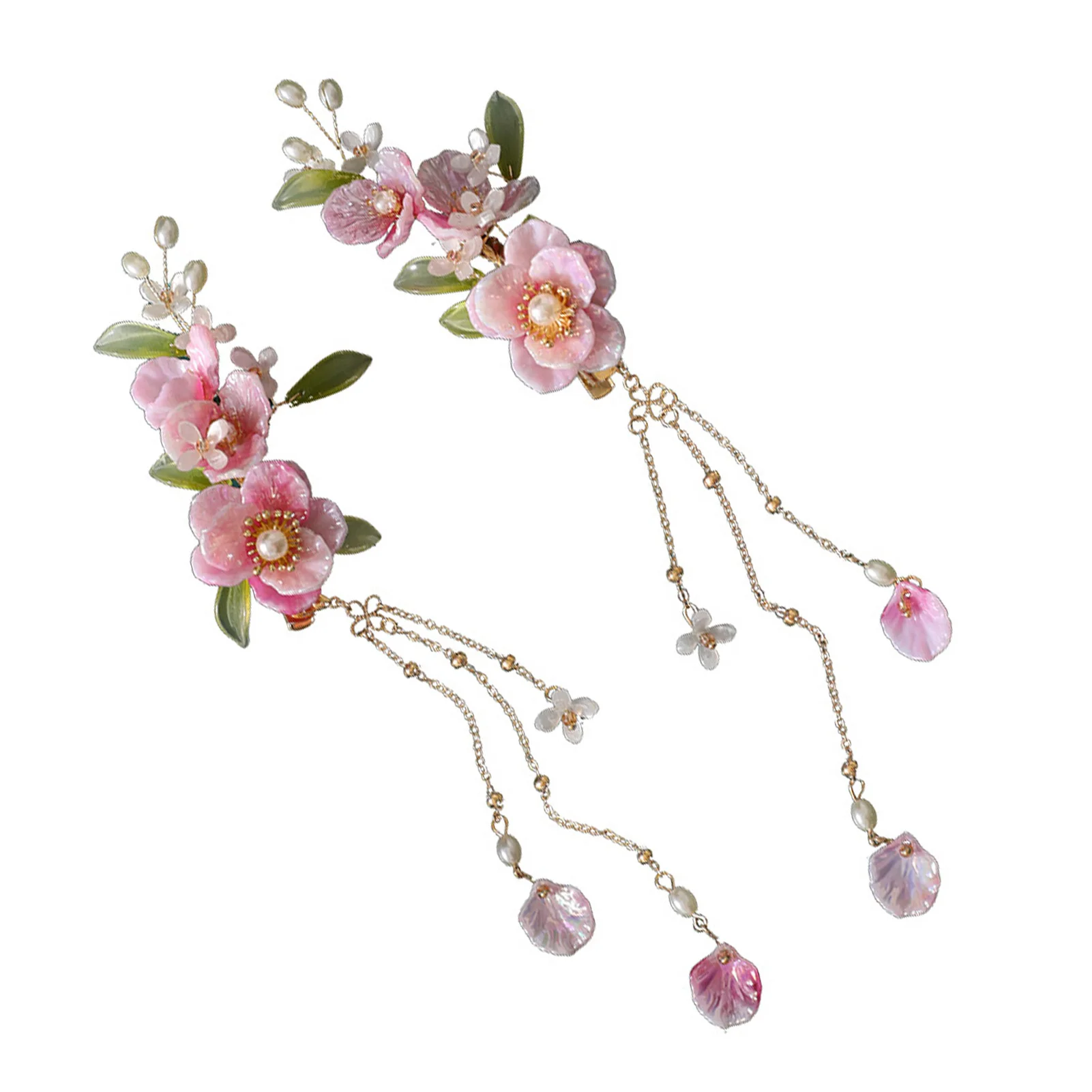 

Chinese Style Coloured Glaze Hairpins Stable Grip Bellflowers Flowers Headpiece with Tassels for Thick Curly Hair Styling