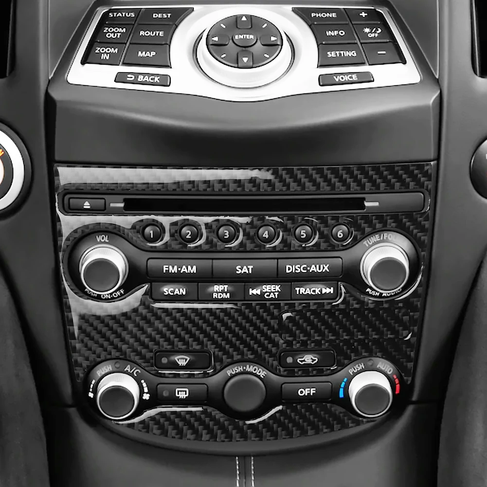 

A/C наклейки на панель CD, элементы, персональная деталь автомобиля, украшения для центральной консоли из углеродного волокна для Nissan 370Z 2009-on