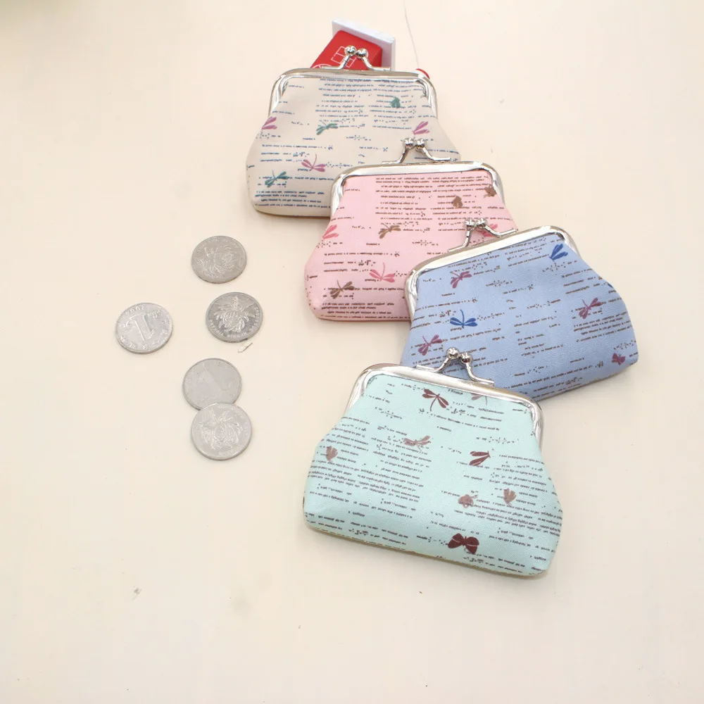 

Кошелек с пряжкой с надписью для женщин и студентов, органайзер для ключей, ретро клатч с застежкой, тканевая сумка, 3-дюймовые мини-Кошельки ...