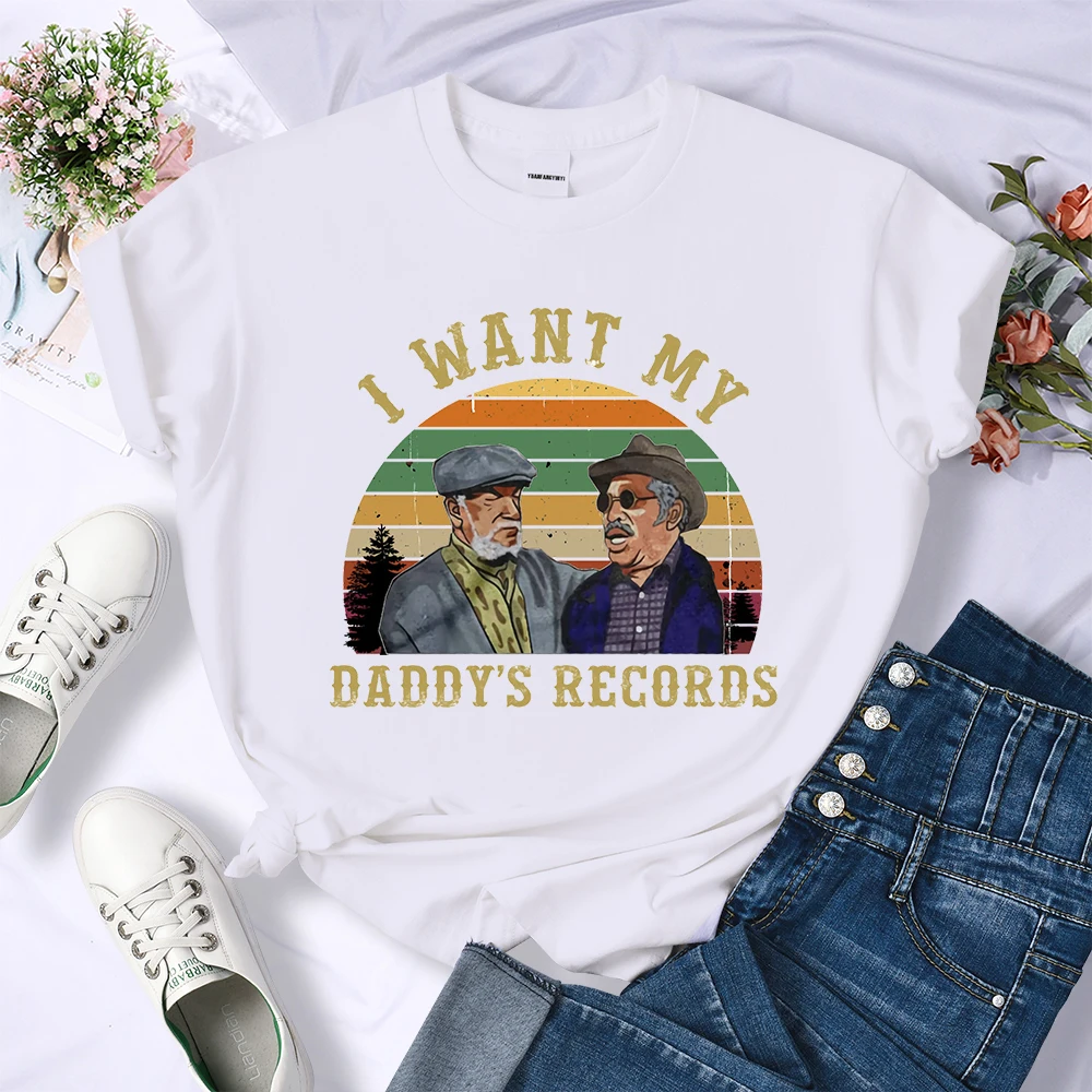 T Want My Daddy'S Records Vintage T Shirt Women Street Casual T-Shirt Hip Hop Creativity Tops Summer Breathable Short Sleeve