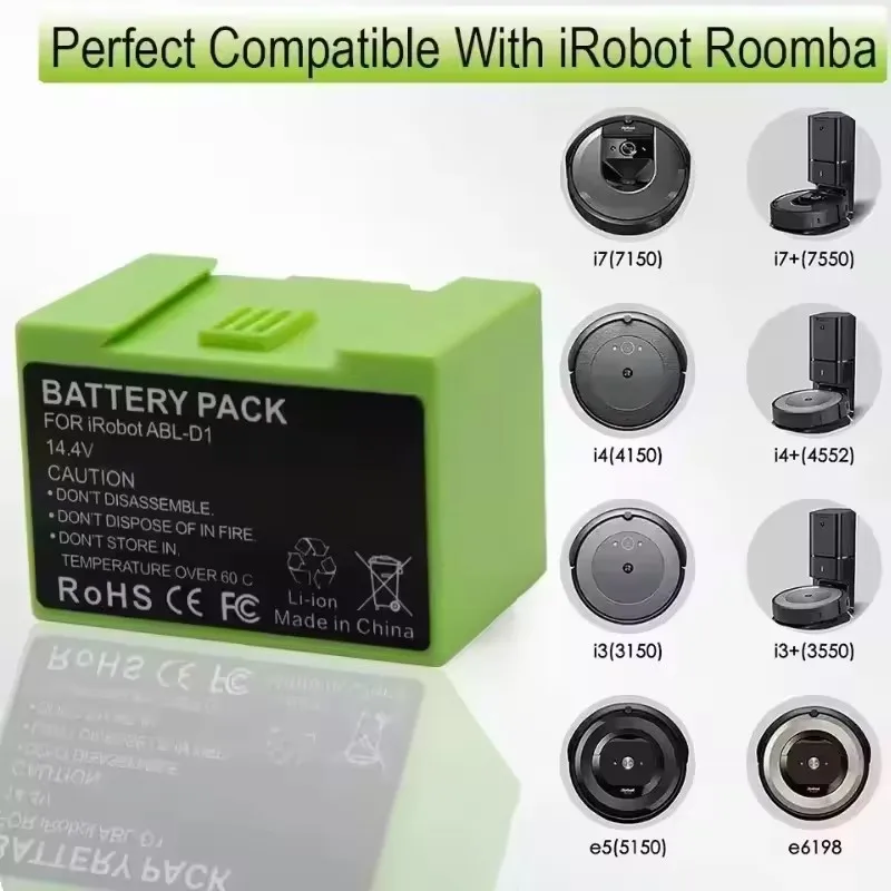 Замена аккумулятора 14,4 В, 2600 мАч3500 мАч для iRobot Roomba e и i Series i7+ e5 7150 7550 i3 3150 i3+ 3550 i4 4150 i4+ 4624864 (art.: 3920d4b1657ff) - 3920d4b1657ff
