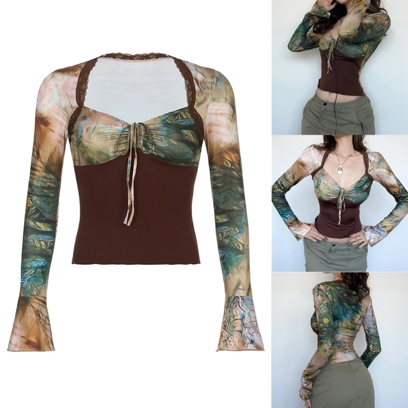 

Женские весенне-Осенние футболки с длинным рукавом, топы, пуловеры, повседневные футболки, кроп-топы