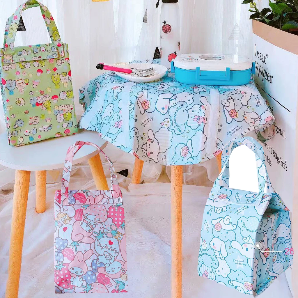 

Кавайная Sanrios Cinnamonroll My Melody Kitty аниме мультяшная сумка для обеда Изолированная скатерть подстилка для пикника Сумка для путешествий подарок ...