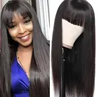 Накладной длинный прямой парик с челкой 10 12 14 16 18 20 22 дюйма натуральные бразильские человеческие волосы парик для черных женщин парики