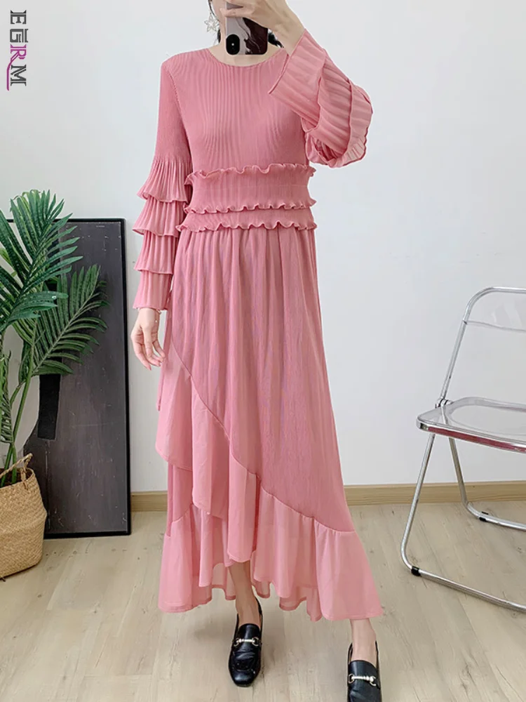 Асимметричное плиссированное платье EGRM модные Соблазнительные однотонные