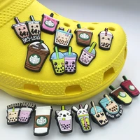 boba drink icon soft pvc croc shoe charms decoration accessories for girls boys clogs sandals wristband holiday party gifts