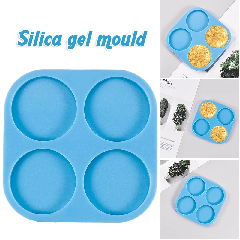 

Newest 4 Cells DIY Craft Templates Round Casting Die Multifunctional Soft Silicone Stencil for Cake Chocolate Soap Sugar