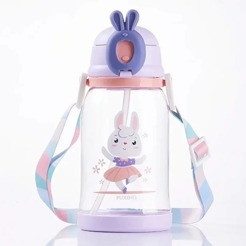 

600 Мл Детская Бутылка Для Воды С Трубочкой, Мультяшная, Непроливаемая, Портативная Кружка, Пластиковая, Экологичная, Для Детей
