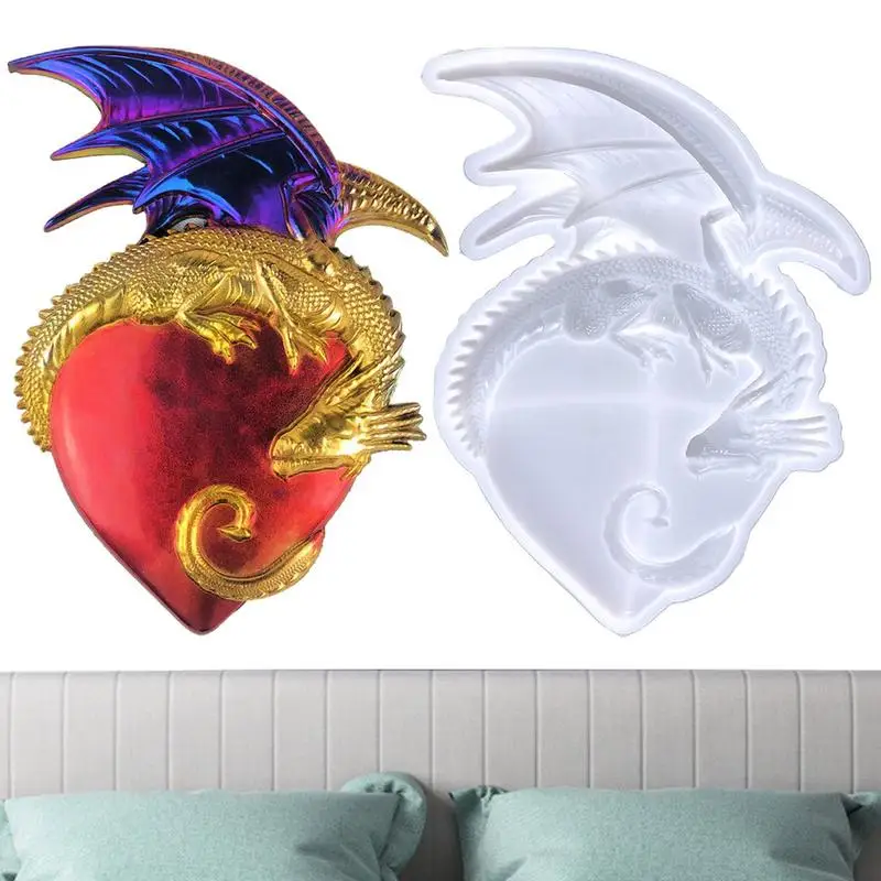 

Dragon Heart Mold Epoxy Resin Mold Semi 3D Silicone Flying Dragon Wings Heart Mold Soap Making Candle Making Mould Baking Mold
